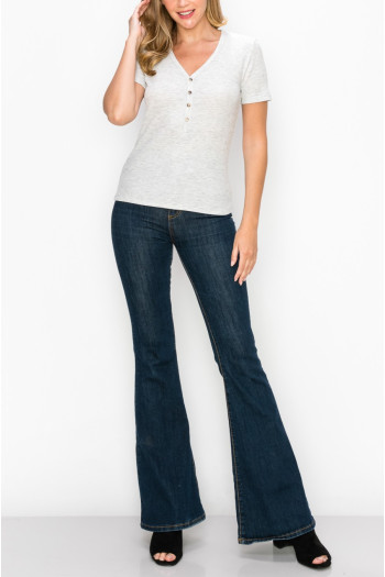 BABY THERMAL SHORT SLEEVE V NECK HENLEY